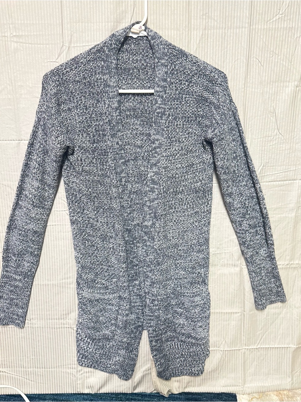 SO Grey Marled Open Front Cardigan Sweater Lace Up Back Details Size S